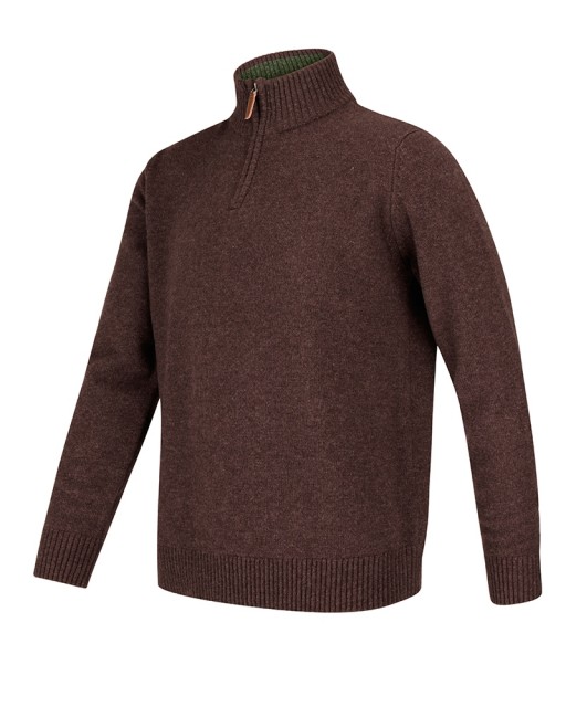 Hoggs of Fife Men's Lothian 1/4 Zip Neck Pullover (Redwood)