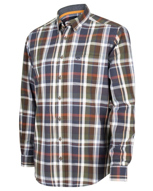 Hoggs of Fife Men's Luthrie Long Sleeve Plaid Shirt (Navy Check)