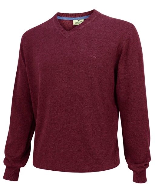 Hoggs of Fife Men's Stirling Cotton Pullover (Burgundy)