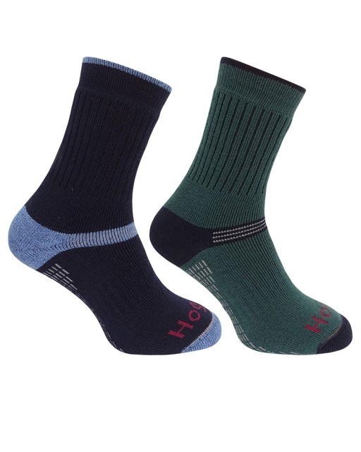 Hoggs of Fife Unisex Tech Active Socks - Twin Pack (Green/Navy)