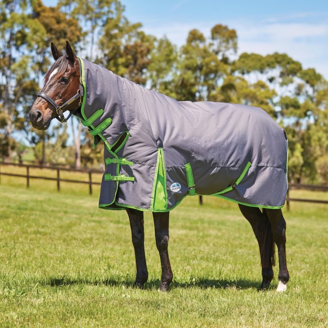 Weatherbeeta Comfitec Essential Turnout Rug Combo Neck 220g Mediumweight (Grey/Lime)