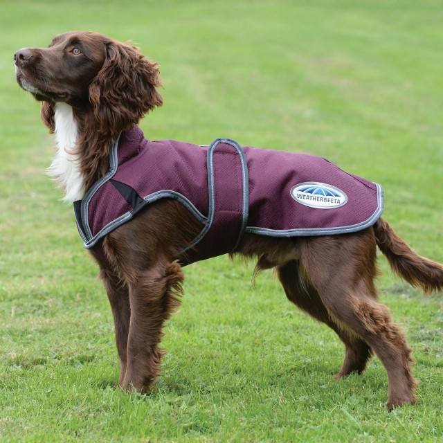 Weatherbeeta Comfitec Premier Free Parka Deluxe Dog Coat - Mediumweight (Maroon/Grey/White)