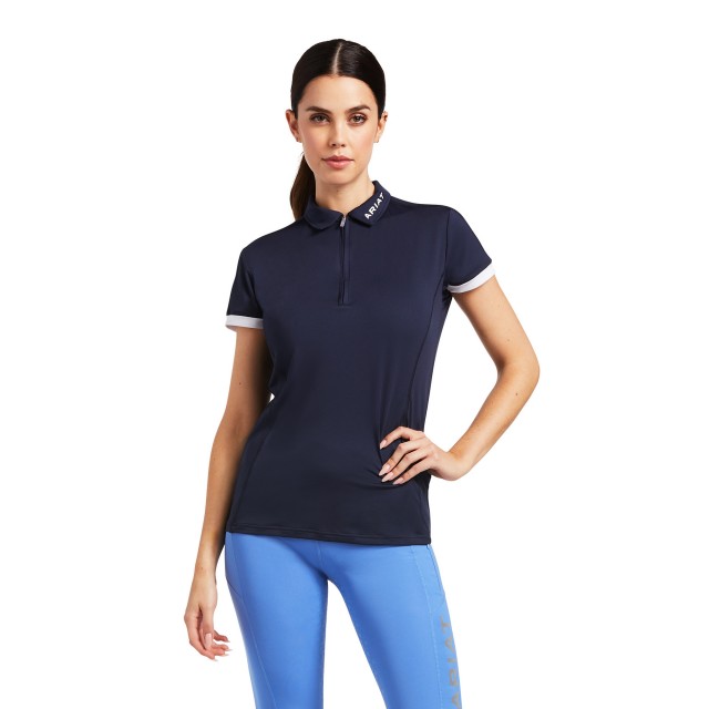 Ariat Women's Bandera 1/4 Zip Short Sleeve Polo (Navy)