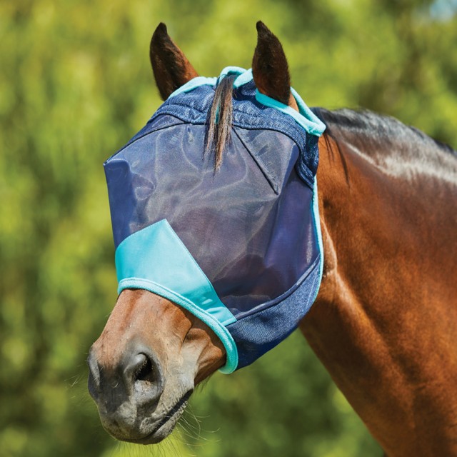 Weatherbeeta Comfitec Deluxe Fine Mesh Mask (Navy/Turquoise)