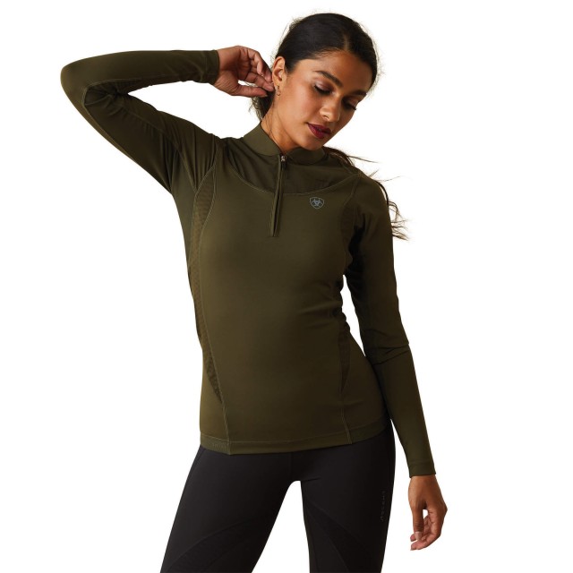 Ariat Womens Ascent 1/4 Zip Long Sleeve Baselayer (Relic)