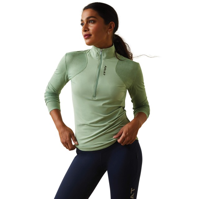 Ariat Womens Breathe 1/4 Zip Baselayer (Basil)