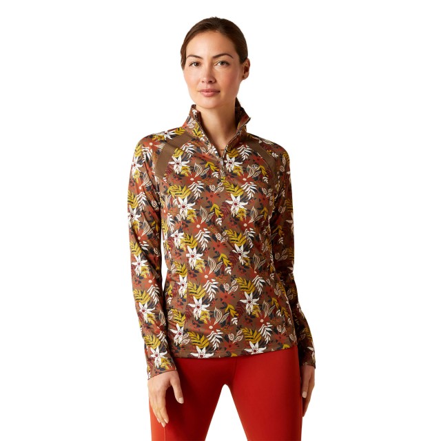 Ariat Women's Sunstopper 2.0 1/4 Zip Baselayer (Canteen Floral)