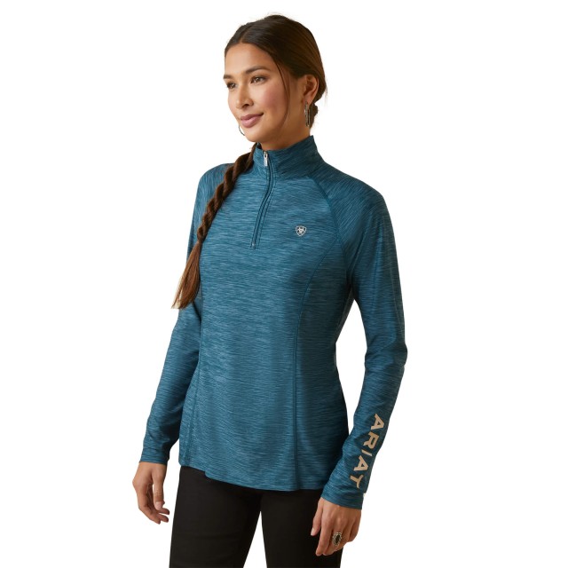 Ariat Women's Laguna 1/4 Zip Long Sleeve Top (Reflecting Pond)