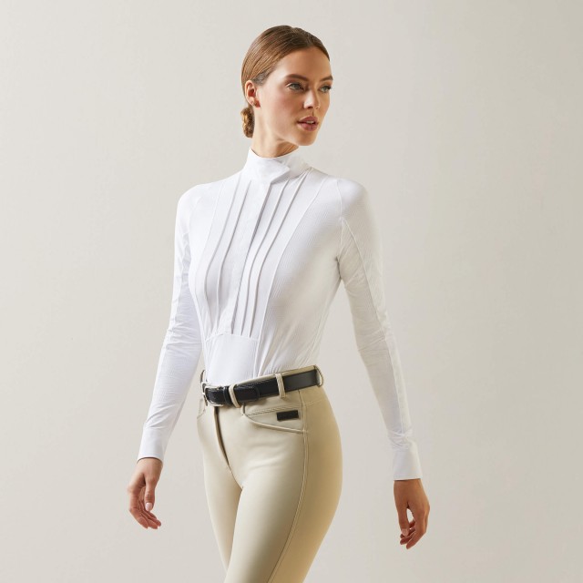 *OUTLET* Ariat Womens Luxe Long Sleeve Show Shirt (White)