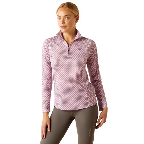 Ariat Womens Sunstopper 3.0 1/4 Zip Baselayer (Lavender Mist Tile)