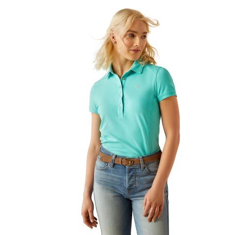 Ariat Womens Prix 3.0 Short Sleeve Polo (Pool Blue)