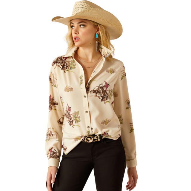 Ariat Womens Homestyle Button Up Shirt (Round Up Print)