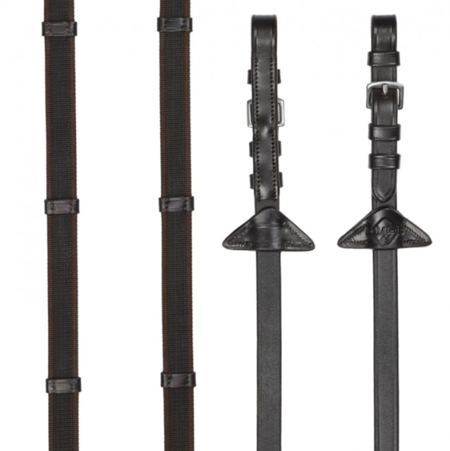 LeMieux Rubber Grip Continental Reins (Brown/Silver)