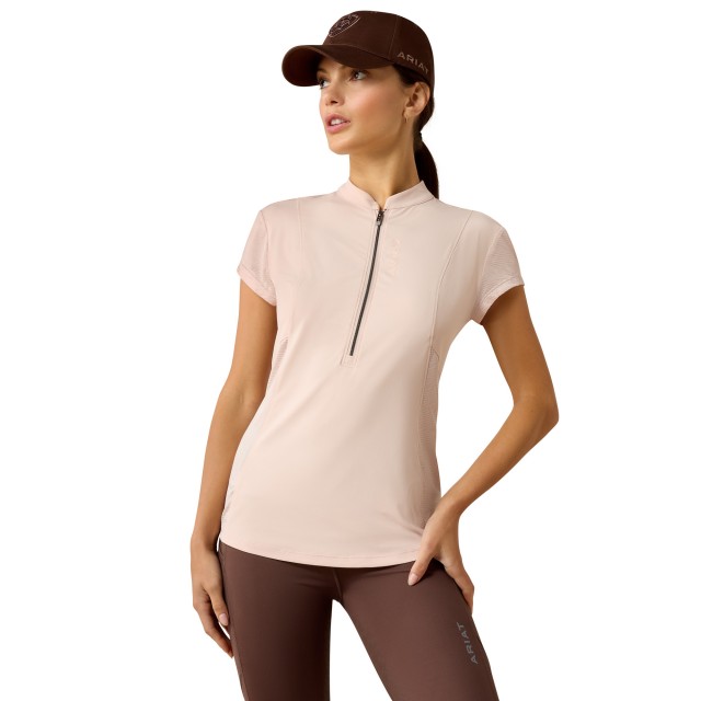Ariat Womens Breathe 1/2 Zip Cap Sleeve Top (Sepia Rose)