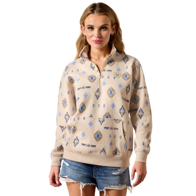 Ariat Womens Sapphire 1/2 Zip Sweatshirt (Oatmeal Heather)