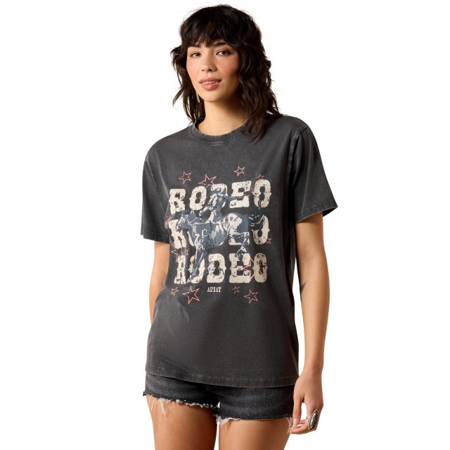 Ariat Womens Star Spangle Rodeo Short Sleeve T Shirt (Charcoal Mineral Wash)