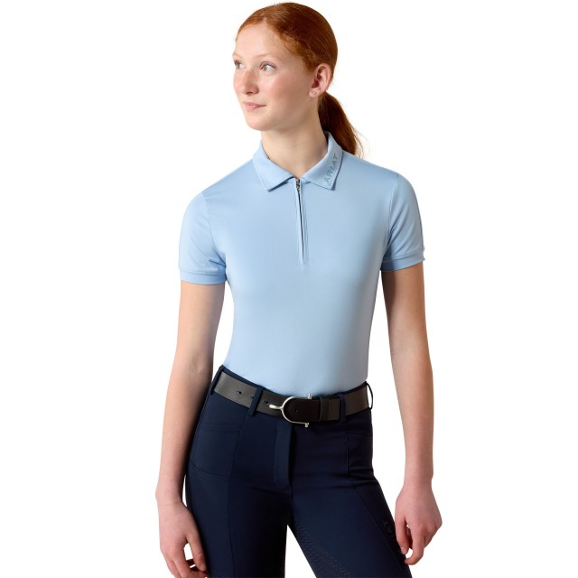 Ariat Youth Bandera 1/4 Zip Short Sleeve Polo (St Tropez)
