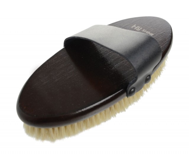 HySHINE Deluxe Body Brush with Goat Hair and Massage Pad