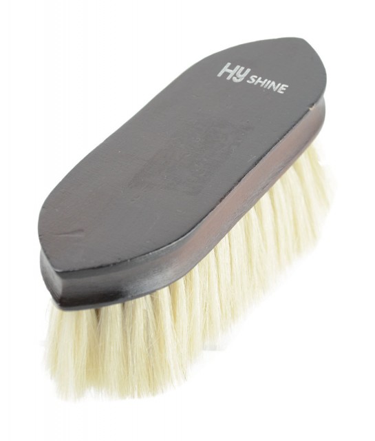 HySHINE Deluxe Goat Hair Wooden Dandy Brush (Dark Brown)