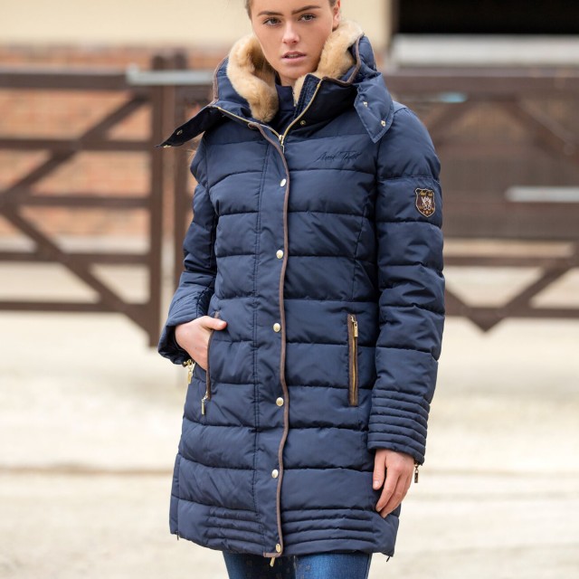 Mark Todd Women's Deluxe Long Padded Coat (Navy)