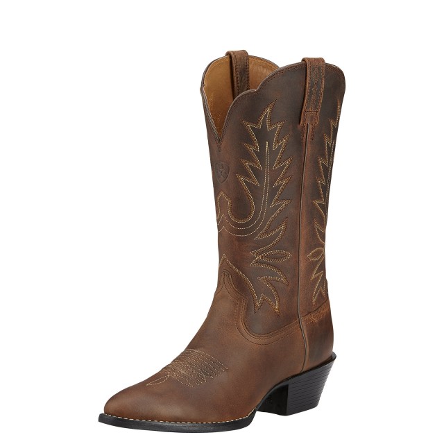 Ariat Women's Heritage R Toe Western Boots (Distressed Brown)
