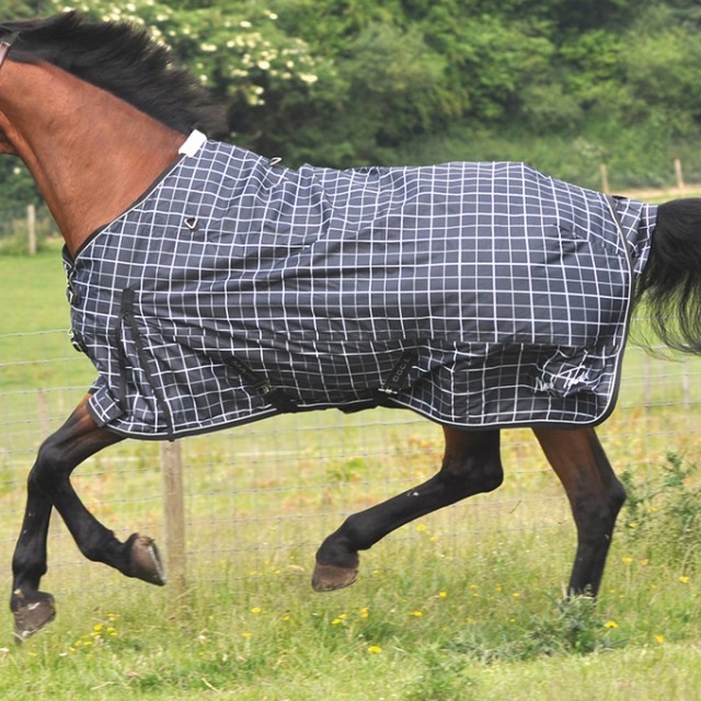 Mark Todd Lightweight Turnout Rug (Black & Grey Plaid)