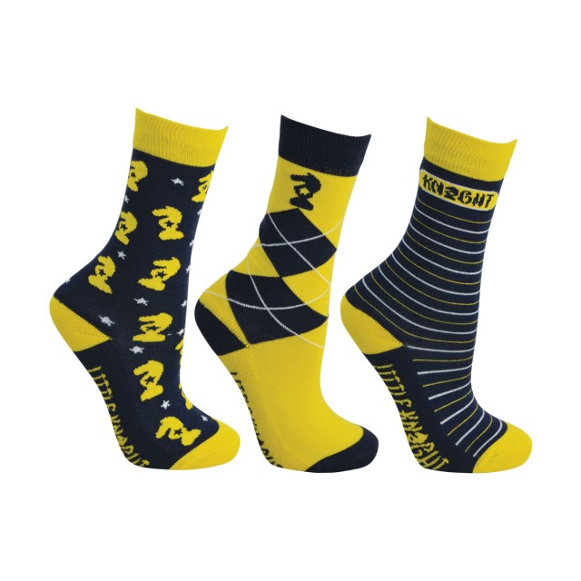 Little Rider Lancelot Socks by Little Knight (Pack of 3)  (Navy/Yellow/White)