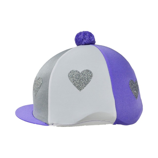 Little Rider Love Heart Glitter Hat Cover  (Lilac/Silver/White)