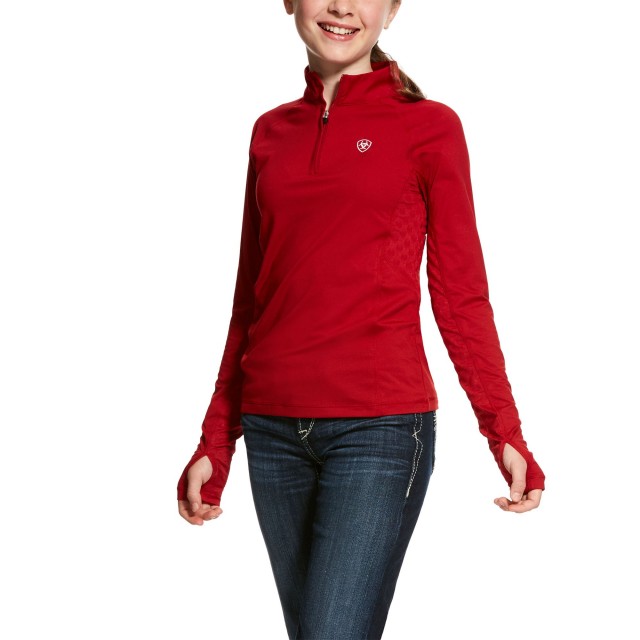 Ariat (Sample) Girl's Lowell 2.0 1/4 Zip Long Sleeve Base Layer (Laylow Red)