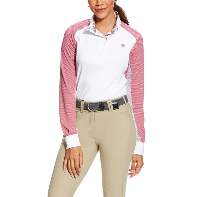 Ariat (Sample) Women's Marquis Long Sleeve Show Top (White/Rose Violet Stripe)